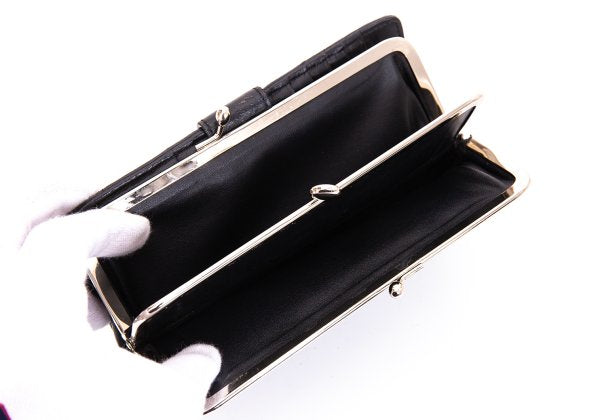 Y's Leather Bifold Gama-guchi Wallet Black