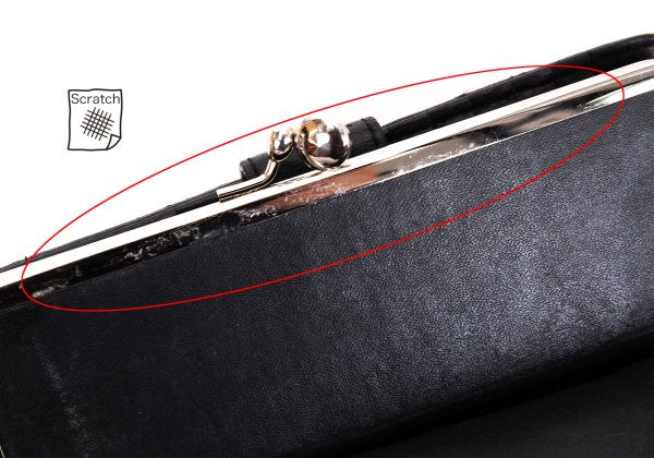 Y's Leather Bifold Gama-guchi Wallet Black
