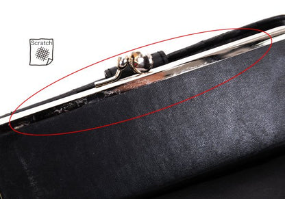 Y's Leather Bifold Gama-guchi Wallet Black