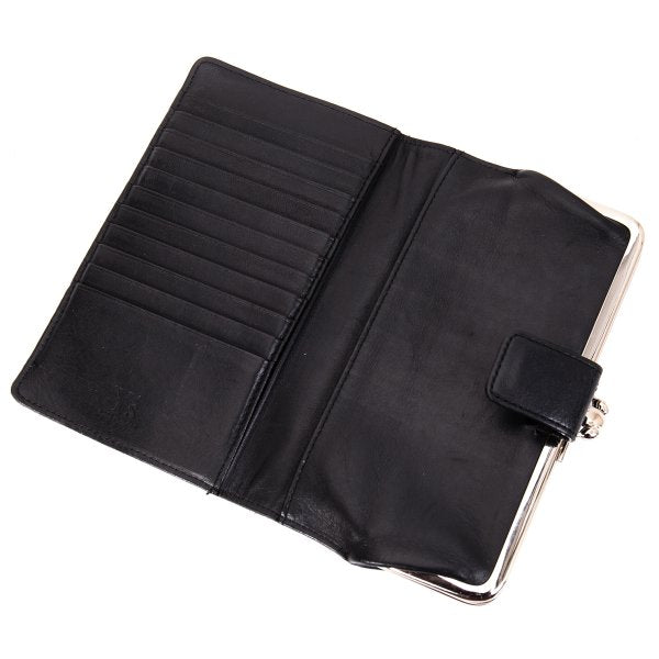 Y's Leather Bifold Gama-guchi Wallet Black