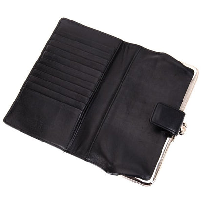 Y's Leather Bifold Gama-guchi Wallet Black