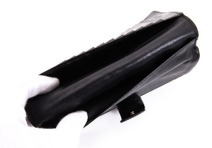 Y's Leather Bifold Gama-guchi Wallet Black
