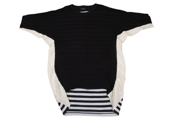 Y's Cotton Back Stripe Panel Design Dress Black Size 2