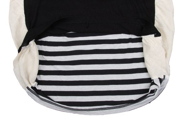 Y's Cotton Back Stripe Panel Design Dress Black Size 2