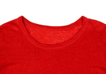 Y's Cotton Blend Flower Jacquard Long Sleeve Tee Red Size 2