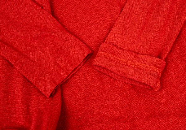 Y's Cotton Blend Flower Jacquard Long Sleeve Tee Red Size 2