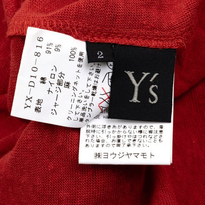 Y's Cotton Blend Flower Jacquard Long Sleeve Tee Red Size 2