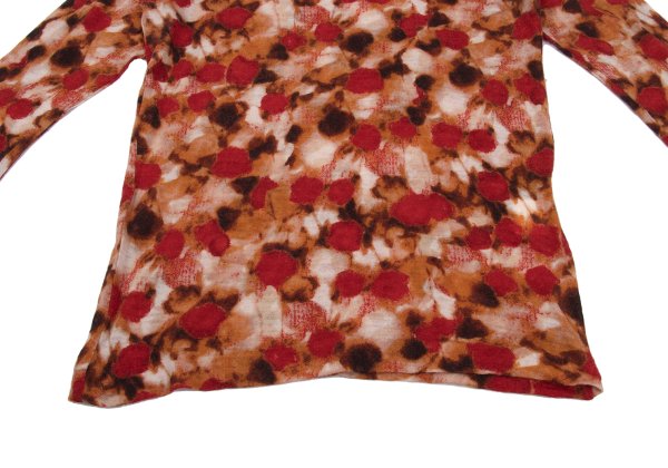 Y's Wool Graphic Print Turtleneck Top Red Size 2