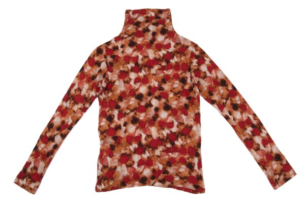 Y's Wool Graphic Print Turtleneck Top Red Size 2
