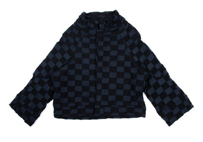 Y's Cotton Blend Checker Weave Cardigan Blue Size 2