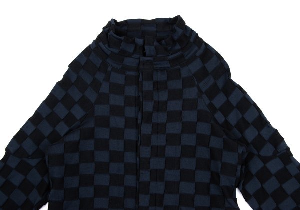 Y's Cotton Blend Checker Weave Cardigan Blue Size 2