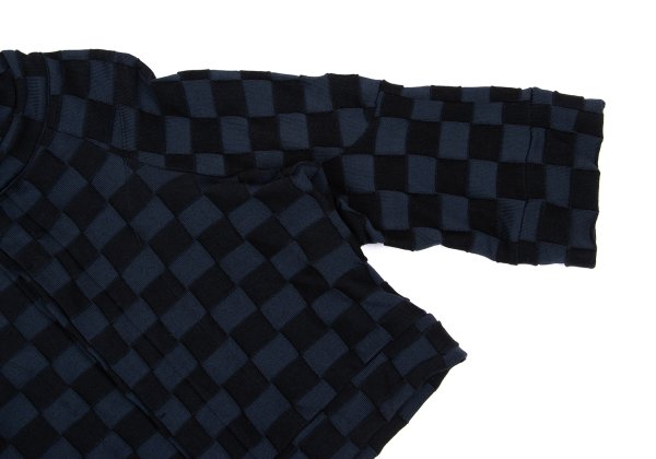 Y's Cotton Blend Checker Weave Cardigan Blue Size 2