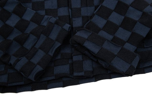 Y's Cotton Blend Checker Weave Cardigan Blue Size 2