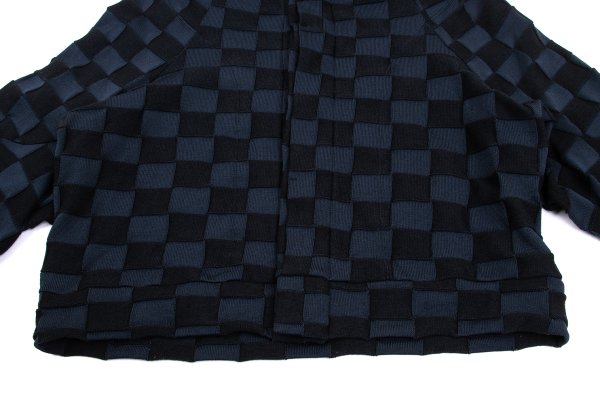 Y's Cotton Blend Checker Weave Cardigan Blue Size 2