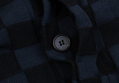 Y's Cotton Blend Checker Weave Cardigan Blue Size 2