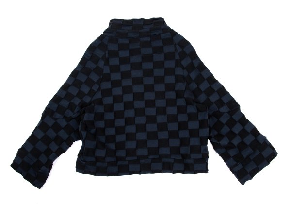 Y's Cotton Blend Checker Weave Cardigan Blue Size 2