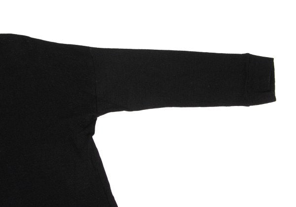 Y's Wool Blend Foil Print V-Neck Knit Sweater Black Size 2