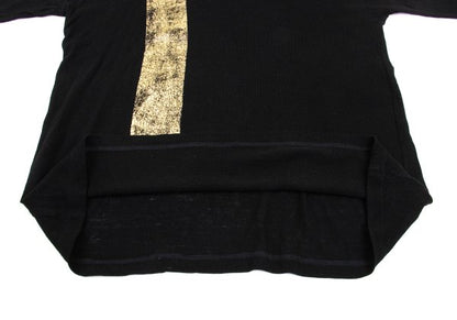 Y's Wool Blend Foil Print V-Neck Knit Sweater Black Size 2
