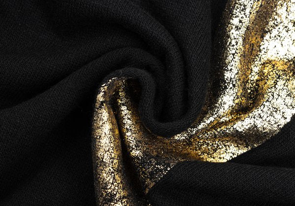 Y's Wool Blend Foil Print V-Neck Knit Sweater Black Size 2