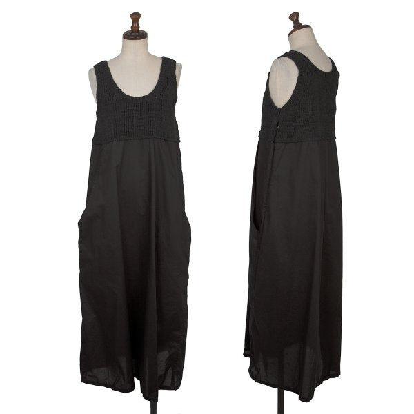 Y's Mixed Material Knit Sleeveless Dress Black Size 2