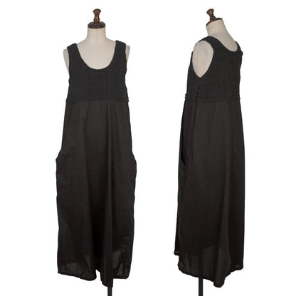 Y's Mixed Material Knit Sleeveless Dress Black Size 2