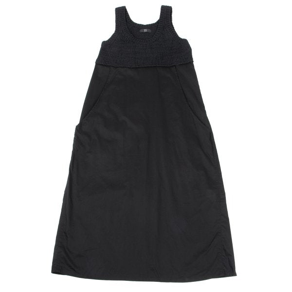 Y's Mixed Material Knit Sleeveless Dress Black Size 2