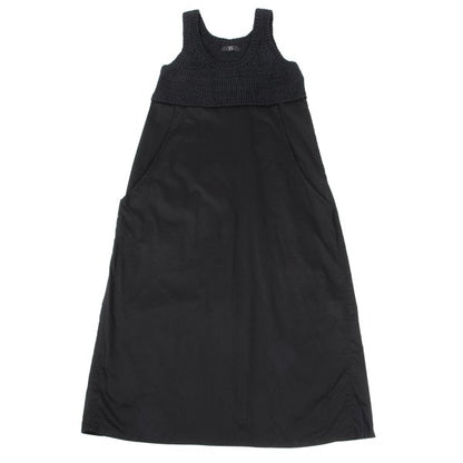 Y's Mixed Material Knit Sleeveless Dress Black Size 2