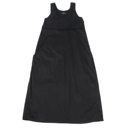 Y's Mixed Material Knit Sleeveless Dress Black Size 2