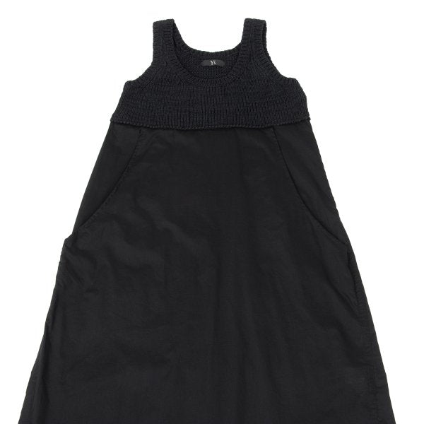 Y's Mixed Material Knit Sleeveless Dress Black Size 2