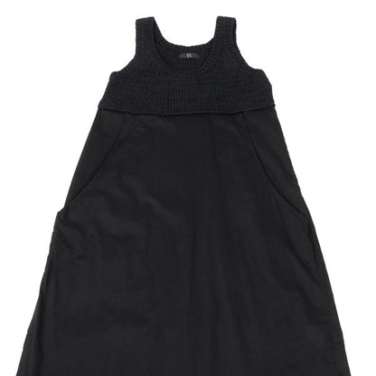 Y's Mixed Material Knit Sleeveless Dress Black Size 2