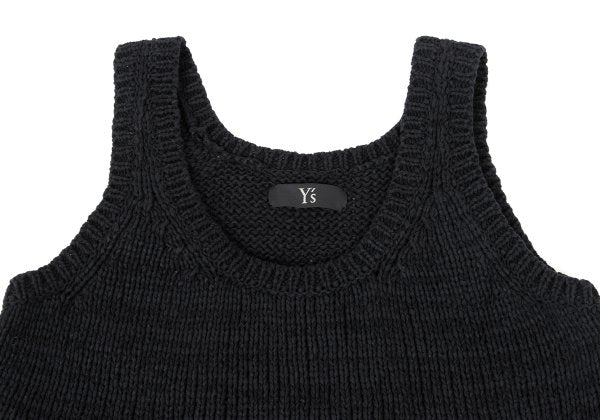 Y's Mixed Material Knit Sleeveless Dress Black Size 2