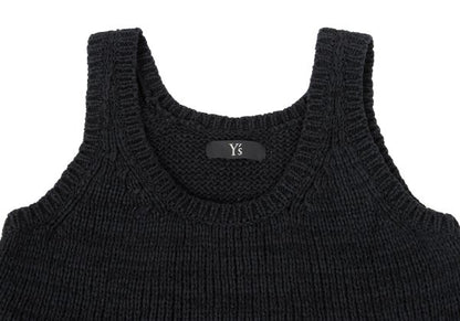 Y's Mixed Material Knit Sleeveless Dress Black Size 2