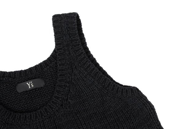 Y's Mixed Material Knit Sleeveless Dress Black Size 2