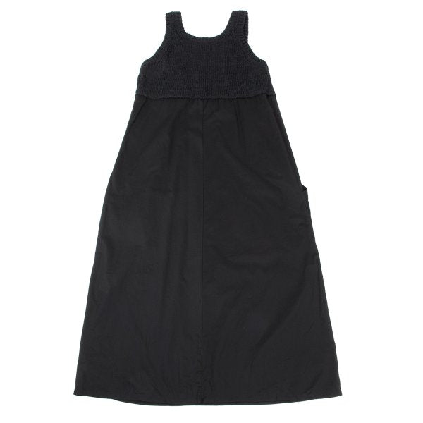 Y's Mixed Material Knit Sleeveless Dress Black Size 2