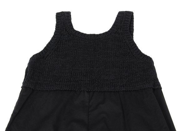 Y's Mixed Material Knit Sleeveless Dress Black Size 2
