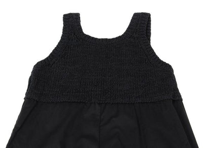 Y's Mixed Material Knit Sleeveless Dress Black Size 2
