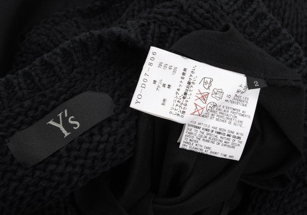 Y's Mixed Material Knit Sleeveless Dress Black Size 2