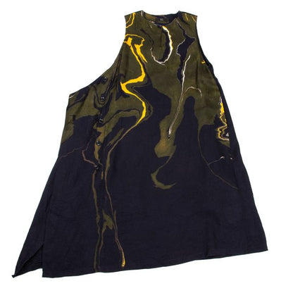 Y's Cupro Marble Graphic Print Side Dress Green Size 1