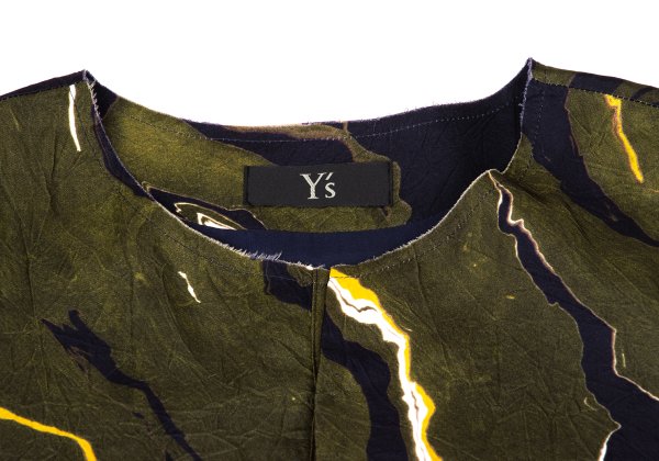 Y's Cupro Marble Graphic Print Side Dress Green Size 1