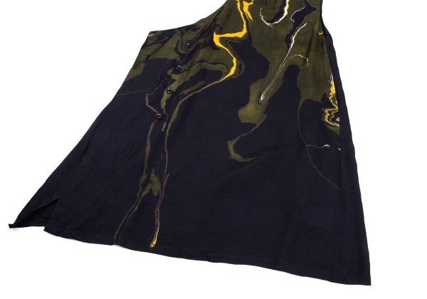 Y's Cupro Marble Graphic Print Side Dress Green Size 1