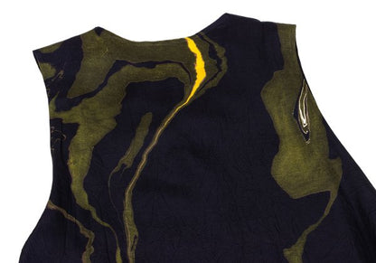 Y's Cupro Marble Graphic Print Side Dress Green Size 1