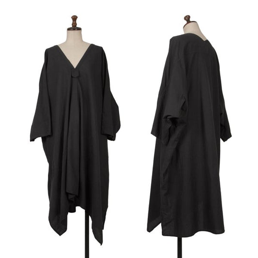 Y's Cotton V-Neck Tunic Black Blouse Size 2
