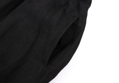 Y's Linen Side Graphic Print Wide Sarouel Pants Black Size 2