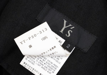 Y's Linen Side Graphic Print Wide Sarouel Pants Black Size 2
