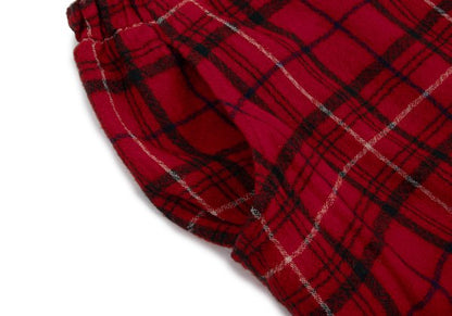 Y's Wool Check Asymmetric Wide Sarouel Pants Red Size 2