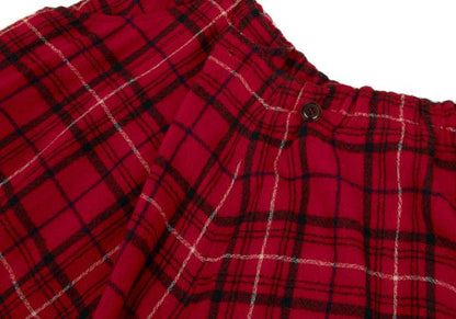 Y's Wool Check Asymmetric Wide Sarouel Pants Red Size 2