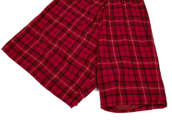 Y's Wool Check Asymmetric Wide Sarouel Pants Red Size 2