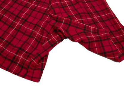 Y's Wool Check Asymmetric Wide Sarouel Pants Red Size 2