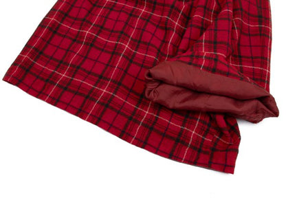 Y's Wool Check Asymmetric Wide Sarouel Pants Red Size 2
