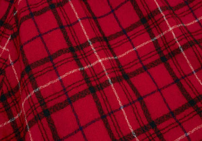 Y's Wool Check Asymmetric Wide Sarouel Pants Red Size 2